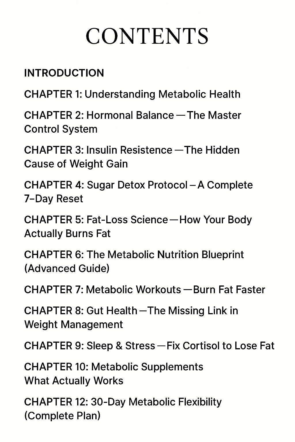 Metabolic Health & Weight Management Blueprint: Hormonal Balance, Sugar Detox & Fat-Loss Science