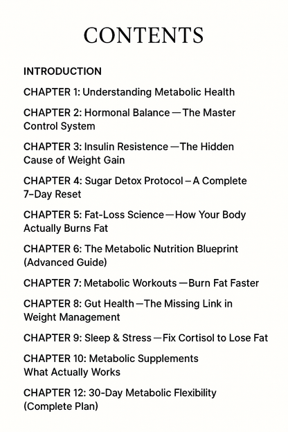 Metabolic Health & Weight Management Blueprint: Hormonal Balance, Sugar Detox & Fat-Loss Science