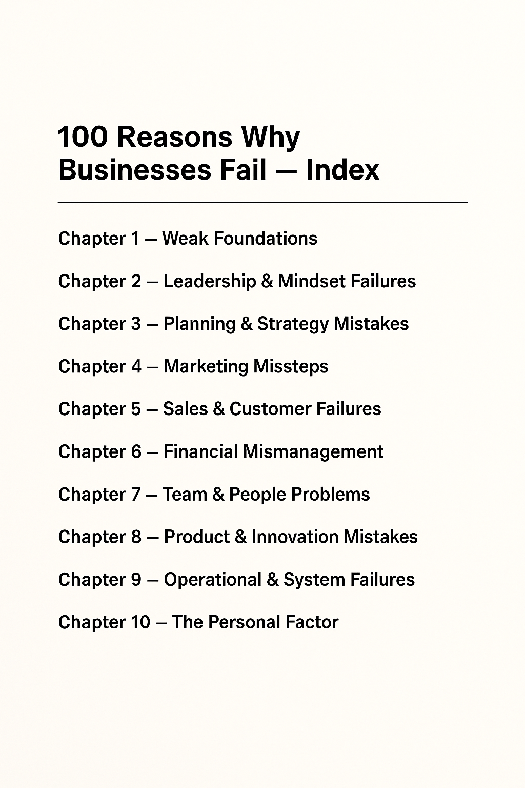 100 Reasons Why Businesses Fail 2026 | Entrepreneur’s Survival Guide