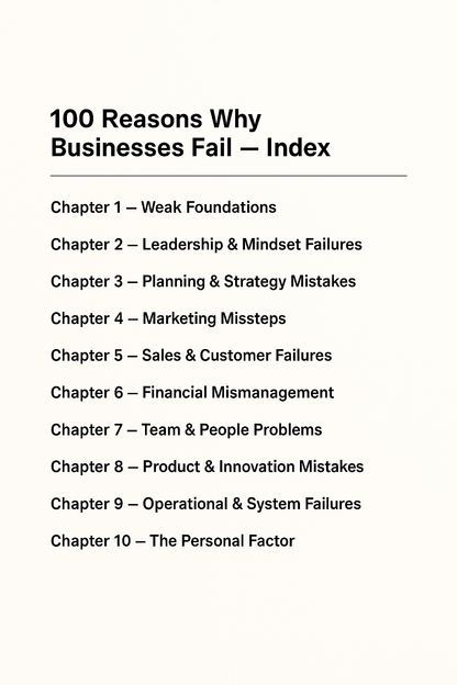 100 Reasons Why Businesses Fail 2026 | Entrepreneur’s Survival Guide